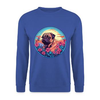 Bunter Hund Buntes Aquarell Tier Cartoon - Unisex Pullover - Royalblau - Vorne - Alina (178cm) & Michal (187cm)