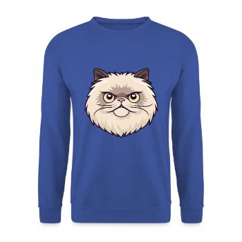 Himalaya-Katze-Karikatur-Aquarell-Illustration - Unisex Pullover - Royalblau - Vorne - Alina (178cm) & Michal (187cm)