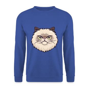 Himalaya-Katze-Karikatur-Aquarell-Illustration - Unisex Pullover - Royalblau - Vorne - Alina (178cm) & Michal (187cm)