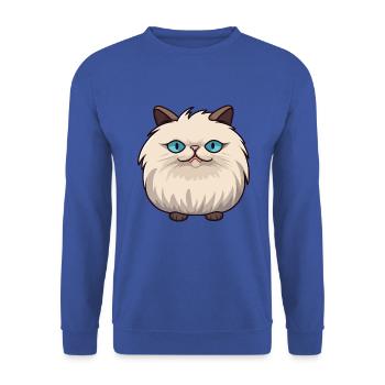 Himalaya-Katze-Karikatur-Aquarell-Illustration - Unisex Pullover - Royalblau - Vorne - Alina (178cm) & Michal (187cm)