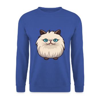 Himalaya-Katze-Karikatur-Aquarell-Illustration - Unisex Pullover - Royalblau - Vorne - Alina (178cm) & Michal (187cm)