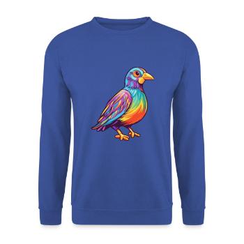 Rebhuhn bunte Aquarell-Karikatur Kawaii Anima - Unisex Pullover - Royalblau - Vorne - Alina (178cm) & Michal (187cm)