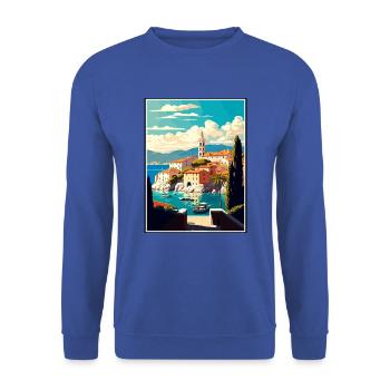 Brac Kroatien Vintage Reiseposter WPA Souvenir - Unisex Pullover - Royalblau - Vorne - Alina (178cm) & Michal (187cm)