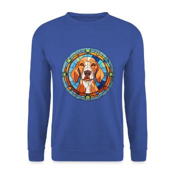 Rafeiro do Alentejo Hunderasse Buntglas Colorf - Unisex Pullover - Royalblau - Vorne - Alina (178cm) & Michal (187cm)