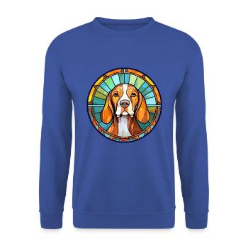 Deutsche Bracke Hunderasse Buntglas Bunt W - Unisex Pullover - Royalblau - Vorne - Alina (178cm) & Michal (187cm)
