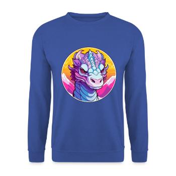 Drache Aquarell Karikatur Kawaii Haustier Tier Farbe - Unisex Pullover - Royalblau - Vorne - Alina (178cm) & Michal (187cm)