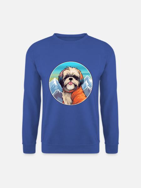 Shih Tzu Hunderasse Cartoon Kawaii Aquarell - Unisex Pullover - Royalblau