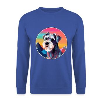 Mittelschnauze Hunderasse Karikatur Kawaii Aquarell - Unisex Pullover - Royalblau - Vorne - Alina (178cm) & Michal (187cm)