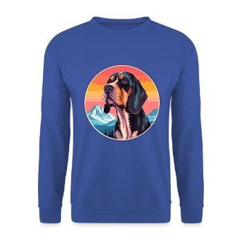 Hanover Hound Hund Rasse Cartoon Kawaii Aquarell - Unisex Pullover - Royalblau - Vorne - Alina (178cm) & Michal (187cm)