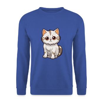 Katze niedliche Karikatur Kawaii Aquarell Tier Haustier - Unisex Pullover - Royalblau - Vorne - Alina (178cm) & Michal (187cm)