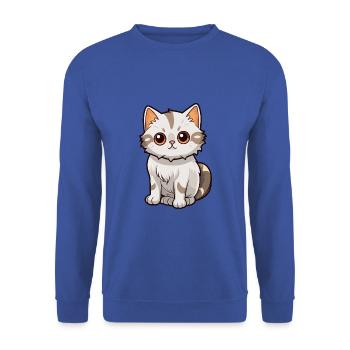 Katze niedliche Karikatur Kawaii Aquarell Tier Haustier - Unisex Pullover - Royalblau - Vorne - Alina (178cm) & Michal (187cm)