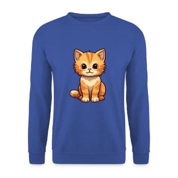 Katze niedliche Karikatur Kawaii Aquarell Tier Haustier - Unisex Pullover - Royalblau - Vorne - Alina (178cm) & Michal (187cm)
