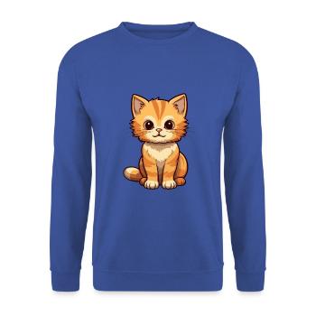 Katze niedliche Karikatur Kawaii Aquarell Tier Haustier - Unisex Pullover - Royalblau - Vorne - Alina (178cm) & Michal (187cm)