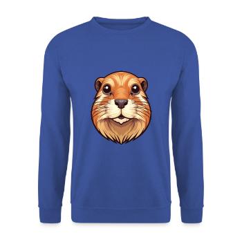 Gopher Buntes Aquarell Cartoon Kawaii Tier - Unisex Pullover - Royalblau - Vorne - Alina (178cm) & Michal (187cm)