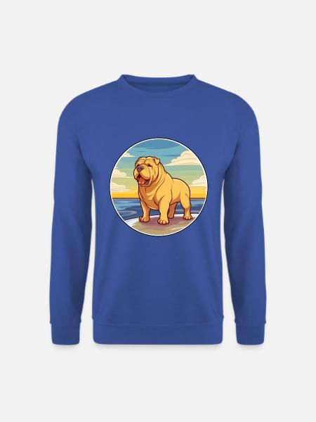 Shar Pei Hund Rasse Cartoon Kawaii Clipart Hund Haustier - Unisex Pullover - Royalblau