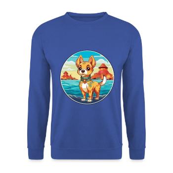 Chinesische kaiserliche hunderasse cartoon kawaii clipart - Unisex Pullover - Royalblau - Vorne - Alina (178cm) & Michal (187cm)