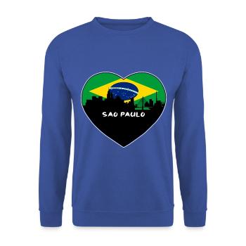 Sao Paulo Brasilien Flagge Skyline Reise Souvenir - Unisex Pullover - Royalblau - Vorne - Alina (178cm) & Michal (187cm)