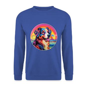 Englischer Schäferhund Rasse Bunte Karikatur Wasserc - Unisex Pullover - Royalblau - Vorne - Alina (178cm) & Michal (187cm)