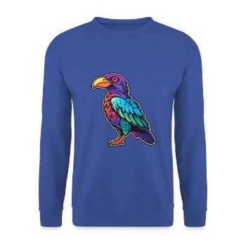 Krähe bunte Aquarell-Karikatur Kawaii-Tier - Unisex Pullover - Royalblau - Vorne - Alina (178cm) & Michal (187cm)