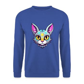 Ägyptische Mau-Katzenrasse Aquarell-Karikatur Kawaii - Unisex Pullover - Royalblau - Vorne - Alina (178cm) & Michal (187cm)