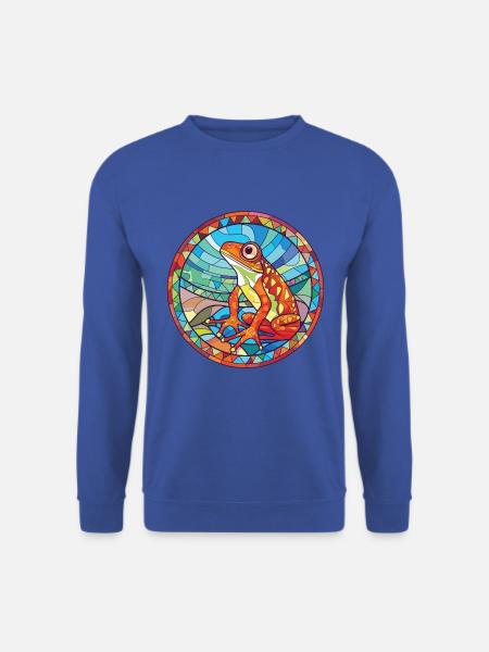 Frosch buntes Aquarell Tier Haustier Illustration - Unisex Pullover - Royalblau