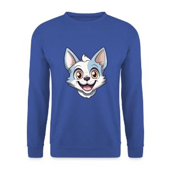 Donskoy Katze Karikatur Aquarell Illustration - Unisex Pullover - Royalblau - Vorne - Alina (178cm) & Michal (187cm)