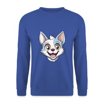 Donskoy Katze Karikatur Aquarell Illustration - Unisex Pullover - Royalblau - Vorne - Alina (178cm) & Michal (187cm)