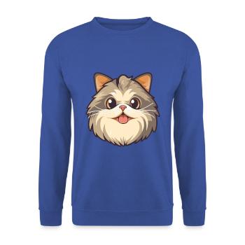 Sibirische Katze Karikatur Aquarell Illustration - Unisex Pullover - Royalblau - Vorne - Alina (178cm) & Michal (187cm)