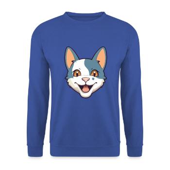 Deutsche Rex-Katze-Karikatur Aquarell-Illustration - Unisex Pullover - Royalblau - Vorne - Alina (178cm) & Michal (187cm)