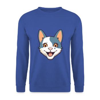 Deutsche Rex-Katze-Karikatur Aquarell-Illustration - Unisex Pullover - Royalblau - Vorne - Alina (178cm) & Michal (187cm)