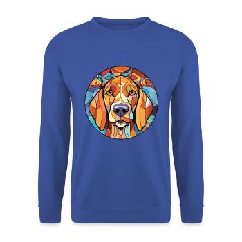 Austrealian Shephard Hunderasse buntes Aquarell - Unisex Pullover - Royalblau - Vorne - Alina (178cm) & Michal (187cm)
