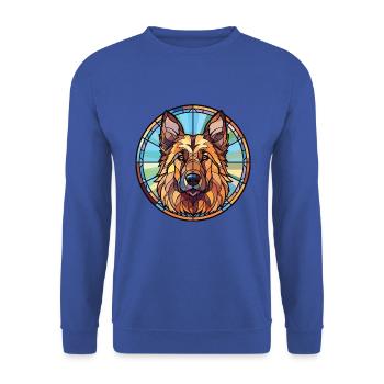 Böhmischer Schäferhund Rasse Buntes Aquarell - Unisex Pullover - Royalblau - Vorne - Alina (178cm) & Michal (187cm)
