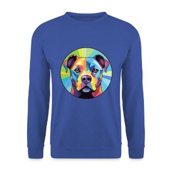 Staffordshire Bullterrier Hunderasse Aquarell - Unisex Pullover - Royalblau - Vorne - Alina (178cm) & Michal (187cm)