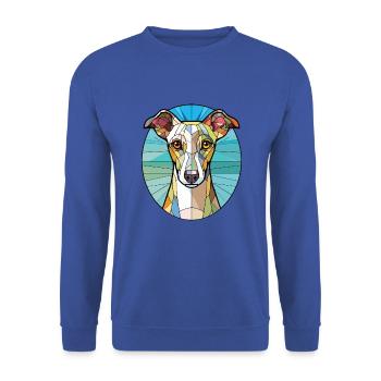 Englische Whippet-Hunderasse Aquarell-Illustration - Unisex Pullover - Royalblau - Vorne - Alina (178cm) & Michal (187cm)