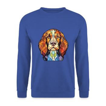 Holländische Smoushond-Hunderasse Aquarell-Illustration - Unisex Pullover - Royalblau - Vorne - Alina (178cm) & Michal (187cm)