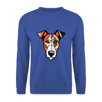 Chilenischer Foxterrier Hunderasse buntes Aquarell - Unisex Pullover - Royalblau - Vorne - Alina (178cm) & Michal (187cm)