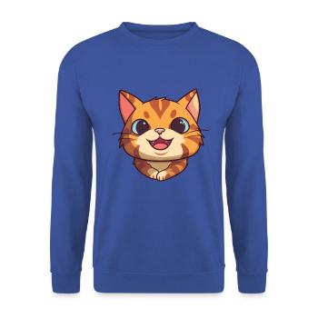 Deutsche Rex-Katze-Karikatur Aquarell-Illustration - Unisex Pullover - Royalblau - Vorne - Alina (178cm) & Michal (187cm)