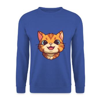 Deutsche Rex-Katze-Karikatur Aquarell-Illustration - Unisex Pullover - Royalblau - Vorne - Alina (178cm) & Michal (187cm)