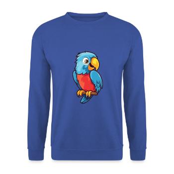 Papageien-Karikatur-Kawaii-Aquarell-Illustration - Unisex Pullover - Royalblau - Vorne - Alina (178cm) & Michal (187cm)