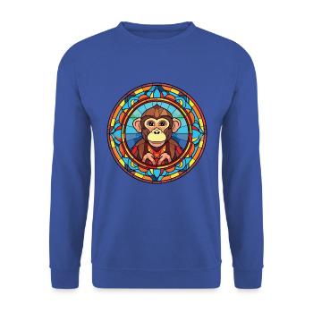 Affe Buntes Aquarell Tier Haustier Illustration - Unisex Pullover - Royalblau - Vorne - Alina (178cm) & Michal (187cm)
