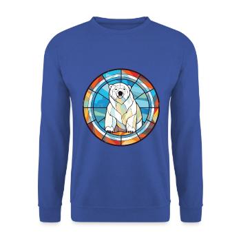 Eisbär Bunte Aquarell-Tierillustration - Unisex Pullover - Royalblau - Vorne - Alina (178cm) & Michal (187cm)