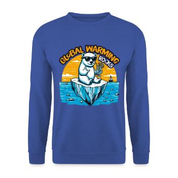 Global Warming Rocks - Unisex Pullover - Royalblau - Vorne - Alina (178cm) & Michal (187cm)