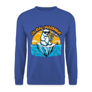 Global Warming Rocks - Unisex Pullover - Royalblau - Vorne - Alina (178cm) & Michal (187cm)