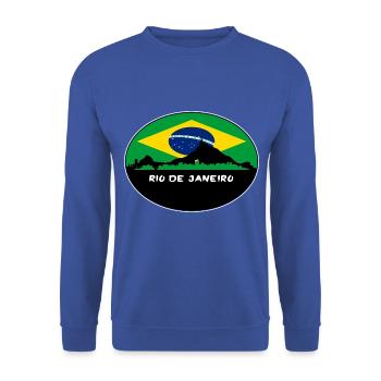 Rio De Janeiro Brasilien Flagge Skyline Silhouette Trav - Unisex Pullover - Royalblau - Vorne - Alina (178cm) & Michal (187cm)
