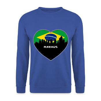 Manaus Brasilien Flagge Skyline Reise Souvenir - Unisex Pullover - Royalblau - Vorne - Alina (178cm) & Michal (187cm)