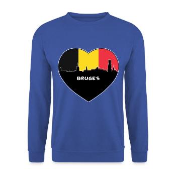 Flaggen-Skyline-Reise-Andenken Brügges Belgien - Unisex Pullover - Royalblau - Vorne - Alina (178cm) & Michal (187cm)