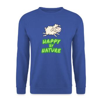 Happy by nature. Glückliches Schaf. - Unisex Pullover - Royalblau - Vorne - Alina (178cm) & Michal (187cm)