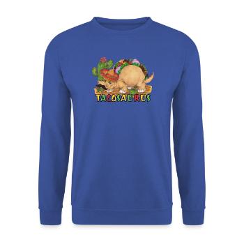TacoSaurus Dinosaurier als Taco mit Hut und Bart - Unisex Pullover - Royalblau - Vorne - Alina (178cm) & Michal (187cm)