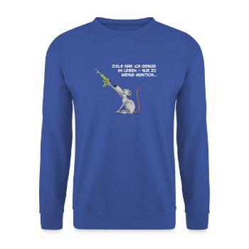 Ziele hab ich genug – nur zu wenig Munition - Unisex Pullover - Royalblau - Vorne - Alina (178cm) & Michal (187cm)