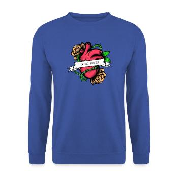 Herz mit Dornen - Unisex Pullover - Royalblau - Vorne - Alina (178cm) & Michal (187cm)